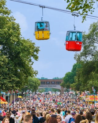 Families enjoy the Skyride at the MN State Fair.