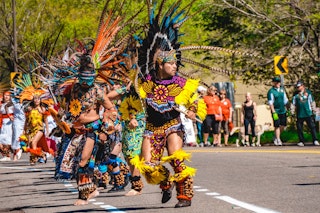A traditional dance being performed at the Cinco de Mayo Parade in Saint Paul.